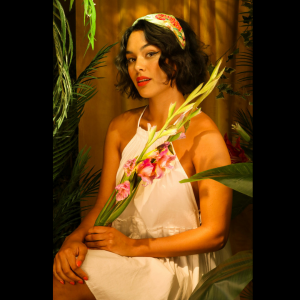 Tiara with embroidery wild flowers